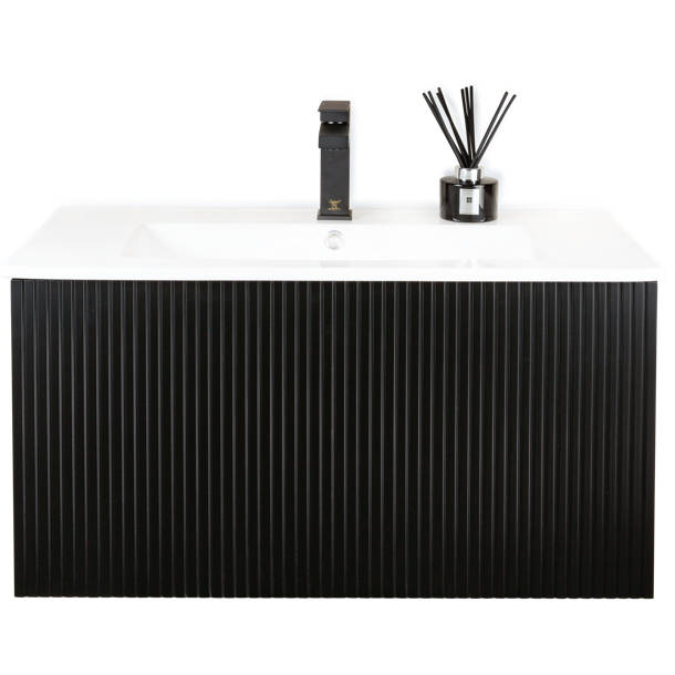 Orren Ellis Zak 32'' Wall Mounted Single Bathroom Vanity with Ceramic